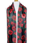 Black Poppy Floral Remembrance Day Silky Chiffon Scarves Shawl