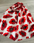 White Poppy Remembrance Day Shiny Silky Soft Striped Satin Chiffon Scarves