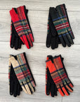 Tartan Touch Screen Full Finger Ladies Wool Gloves with Fleece