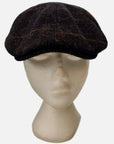 Men's Hat Check Wool Blend 6 Panel Flat Caps