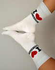 I Love London White Socks, Unisex Seamless Novelty Fun Gift Cotton Rich Socks