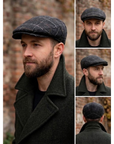 Wool Blend Flat Cap, Vintage Tweed Check Plaid Ivy Cap, Gift for Him