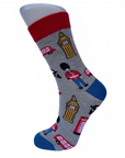 London Icons Big Ben Red Bus Union Jack Socks, Seamless Novelty Fun Gift Socks EUR 39-46 UK 6-11