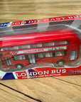 London Red Double Decker Bus Pull Back and Go Kids Toy Die Cast Metal