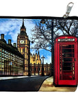 Zipped Coin Purse, London Icons, Big Ben Telephone Box, Gift