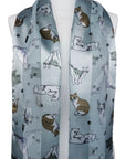 Multi Cats Breed Silky Satin Soft Ladies Scarf Shawl Wrap