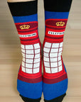 Unisex Seamless London Red Telephone Box Cotton Rich Novelty Kids Socks 8-15 Years