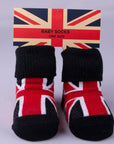 4 Pairs Union Jack British Flag Design Baby Socks, 0-6 Months