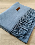 Blue Soft Plain Cashmere Blend Large Unisex Winter Warm Scarf Shawl