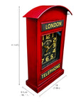 London Telephone Box Clock, Red British Table & Wall Metal Clock, Home Decor, Novelty Gift
