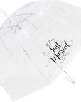 Just Married Clear Dome See Through Transparent Auto Open Wedding Brolly Umbrella