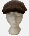Men's Hat Herringbone Brown Wool Blend Flat Caps