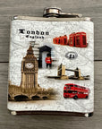 Stainless Steel Hip Flask, London Icons, Gift, Big Ben, London Bus, Guards
