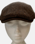 Men's Hat Herringbone Brown Wool Blend Flat Caps