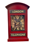 London Telephone Box Clock, Red British Table & Wall Metal Clock, Home Decor, Novelty Gift