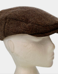 Men's Hat Herringbone Brown Wool Blend Flat Caps