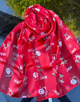 Christmas Snowflakes Santa Claus Reindeer Silky Chiffon Satin Striped Scarves