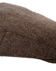 Men's Hat Herringbone Brown Wool Blend Flat Caps