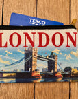 London Canvas Pouch – Tower Bridge Souvenir Makeup Bag, Travel Coin Purse, UK Gift
