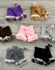 Fingerless Warmer Fur Gloves, Winter Warm Half Finger Gloves with Thumb Holes