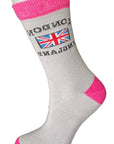 Seamless Union Jack London England Cotton Rich Socks, Novelty Fun Gift Ladies Women’s Socks