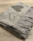 Soft I Love You Heart Design Cashmere Blend Reversible Winter Warm Scarf Shawl