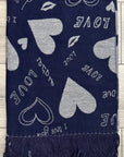 Soft I Love You Heart Design Cashmere Blend Reversible Winter Warm Scarf Shawl