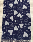 Soft I Love You Heart Design Cashmere Blend Reversible Winter Warm Scarf Shawl