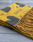 Soft I Love You Heart Design Cashmere Blend Reversible Winter Warm Scarf Shawl