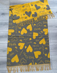 Soft I Love You Heart Design Cashmere Blend Reversible Winter Warm Scarf Shawl