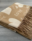Soft I Love You Heart Design Cashmere Blend Reversible Winter Warm Scarf Shawl
