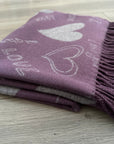Soft I Love You Heart Design Cashmere Blend Reversible Winter Warm Scarf Shawl