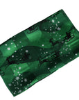 Christmas Reindeer Snowflake Green Silky Satin Striped Chiffon Ladies Scarf Shawl