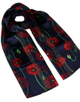 Navy Poppy Floral Remembrance Day Silky Chiffon Scarves Shawl