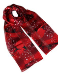 Christmas Reindeer Snowflake Green Silky Satin Striped Chiffon Ladies Scarf Shawl