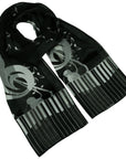Musical Notes Piano Keys Striped Shiny Silky Satin Soft Ladies Scarf