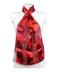 Christmas Reindeer Snowflake Green Silky Satin Striped Chiffon Ladies Scarf Shawl