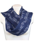 Navy Music Notes Design Long Shawl Sarong Scarves