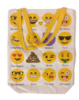 Emoji Print Canvas Tote Bag Reusable Shopping Bag with Funny Emoji Faces