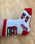 3 Pairs Unisex Seamless London Bus Union Jack Big Ben Guard Baby Newborn Cotton Rich Novelty Socks 0-3 Years