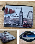 London Coin Purse with Iconic Prints – Big Ben, Red Bus, London Eye, Phone Booth – Travel Gift