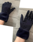 Classy Plain Super Soft Suede Fur Touch Screen Full Finger Ladies Gloves