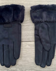 Classy Plain Super Soft Suede Fur Touch Screen Full Finger Ladies Gloves