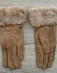 Classy Plain Super Soft Suede Fur Touch Screen Full Finger Ladies Gloves