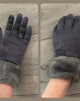 Classy Plain Super Soft Suede Fur Touch Screen Full Finger Ladies Gloves