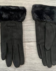 Classy Plain Super Soft Suede Fur Touch Screen Full Finger Ladies Gloves