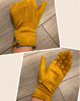 Classy Plain Super Soft Suede Touch Screen Full Finger Ladies Gloves