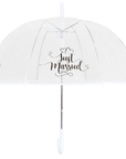Just Married Clear Dome See Through Transparent Auto Open Wedding Brolly Umbrella