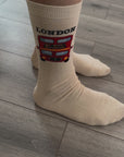 Seamless London Red Bus Double Decker Bus Cotton Rich Socks, Novelty Fun Gift Socks