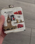 Stainless Steel Hip Flask, London Icons, Gift, Big Ben, London Bus, Guards
